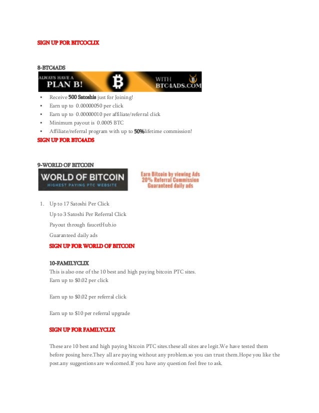 10 B!   est And High Paying Bitcoin Ptc Sites 2018 Paid To Click Sites - 